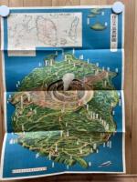 戦前　伊豆大島鳥瞰図+大島観光ホテル案内