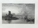 額装銅版画/　クラークソン スタンフィールド　スケルト川の風景