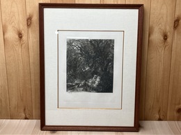 額装銅版画/　ロドルフ　ブレダン　鞍付驢馬のいる聖家族