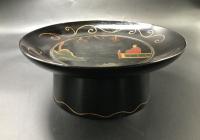 骨董品 琉球 菓子盆 木製 漆器 人物画 沖縄 木箱