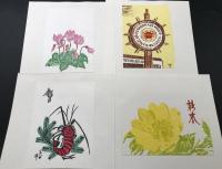 木版画「杏７号」〈年賀状～小品〉３７枚揃 限定６０部 １９８０年 小林輝夫/編 帙 多数作家の小品集 葉書サイズ多