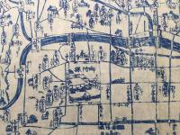 古地図 木版画「京都名所案内図」幕末～明治 扇や正七
