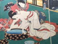木版画 歌川国貞「源氏今様絵巻あふひ(逢う日)」3枚続き 大判