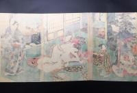 木版画 歌川国貞「源氏今様絵巻あふひ(逢う日)」3枚続き 大判