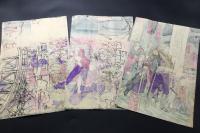 木版画 方円舎清親(小林清親)「甲佐戦争 鹿児島征討」明治10年 大判 3枚続き 彫工/彫銀 西郷隆盛 戦争画 錦絵 浮世絵 摺物 絵本