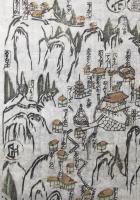 古地図 色彩版画「三州鳳来寺絵図」江戸期 引札/道中記/鳥瞰図/縁起/利修仙人
