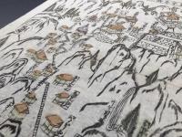 古地図 色彩版画「三州鳳来寺絵図」江戸期 引札/道中記/鳥瞰図/縁起/利修仙人
