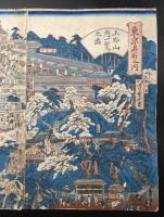 木版画 河鍋暁斎「東京名所之内 上野山内一覧之図」明治14年 大判3枚続き