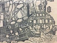 木版画 掛軸「阿蘭陀船之図」大判 復刻 オランダ船 貨物船 開国 文明開化