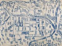 古地図 木版摺り「京都名所旧跡方角略図」幕末～明治 御定宿/扇や正七 京都宿屋/引札/道中記