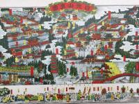 色彩版画「日光山真図/日光東照宮祭典行列略図」明治期 引札/道中記/鳥瞰図