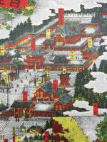 色彩版画「日光山真図/日光東照宮祭典行列略図」明治期 引札/道中記/鳥瞰図