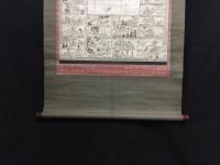 掛軸「弘法大師繪傳」石版摺 明治期 仏教美術 仏画 行状曼荼羅 伝記絵巻