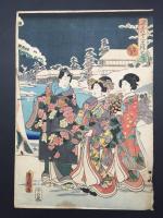 浮世絵 バラ4枚まとめて 歌川豊国 摺り良好 木版画 大判