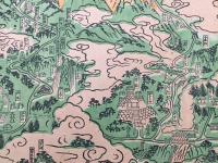 古地図「信州御嶽山図面」大正6年 石版画 鳥瞰図 長野県 木曽 山岳信仰 名所絵 引札 道中記 摺物 折り目無し
