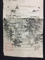 鳥瞰図 伊勢神宮 幕末～明治 縦長 木版摺 天照皇大神宮 豊受大神 社印 古地図