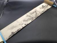 絵巻物「雪舟 四季山水図巻」工芸品 大塚巧藝社 紙本 約7㍍ 共箱 室町時代の水墨画家/禅僧