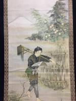 掛軸「二宮尊徳図」二宮金次郎 大正～昭和 印刷 大幅軸 絵本