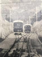 絵葉書「朝熊登山鉄道(ケーブル線)中央附近」戦前 三重県 廃線 電車 白黒写真