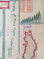 古地図 掛軸「大日本地図」明治10年 長埜縣褒賞章 本州/北海道/小笠原/琉球諸島 戦前 資料