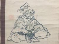 掛軸「守本尊」明治期 肉筆/木版画 落款 詳細不明 鳥獣戯画 擬態