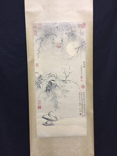 印刷】掛軸 惲寿平 五清図 中国 清の文人画家/書家 惲南田 保存 印刷】掛軸 惲寿平 五清図 中国 清の文人画家/書家 惲南田 保存