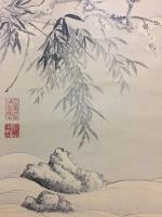 【印刷】掛軸 惲寿平 五清図 中国 清の文人画家/書家 惲南田 保存良好