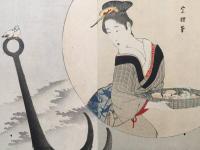 復刻版 木版画 葛飾北斎(宗理/号)「潮干狩り」明治期 挿絵 中継ぎ有 中判