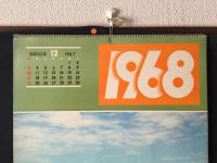 日本国有鉄道 カレンダー 1968年(昭和43年) 表/瀬戸内海を車窓に山陽本線を快走する電車特急・尾道付近 未使用13枚 ５１×３６ レトロ