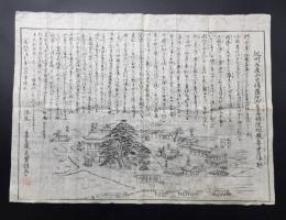 古文書「紀州九度山邑法羅陀山善名稱院地蔵尊畧縁起」文化7年 喜多風定賢画 木版摺り 高野山 真田昌幸の草庵跡 鳥瞰図 古地図