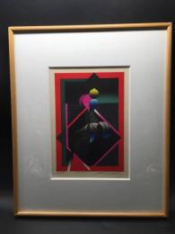 木版画 黒崎彰「罠」1973年 額装 サイン 版画家 抽象画