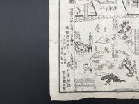 古地図 鳥瞰図「ならめいしょえづ（奈良名所絵図）」筒井庄治郎 明治12年(1879）大判 木版画