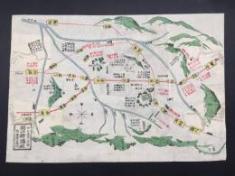 古地図「仲仙道関ヶ原驛」明治 彩色 鳥瞰図 一新講社
