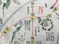 古地図「仲仙道関ヶ原驛」明治 彩色 鳥瞰図 一新講社
