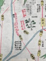 古地図「仲仙道関ヶ原驛」明治 彩色 鳥瞰図 一新講社