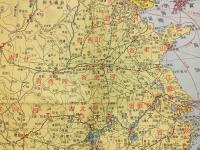 古地図『支那事局要図』昭和12年 朝日新聞社 彩色 78×54