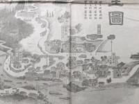 古地図「上州四萬温泉場全図」昭和4年 印刷物 群馬県 四万温泉 温泉街 効能 鳥瞰図 戦前
