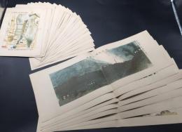 印刷 画集 小島沖舟画伯/筆「震災記念画帖」全25図揃(見開き7枚) 大正13年 目次欠 関東大震災

