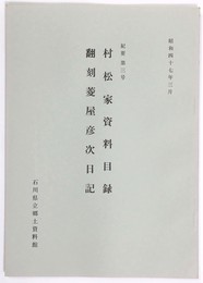 紀要第3号　村松家資料目録　翻刻菱屋彦次日記