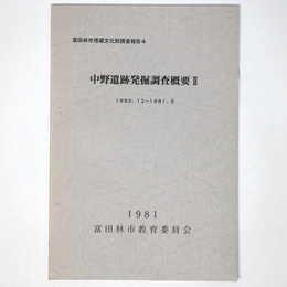 中野遺跡発掘調査概要2　1980.12 1981.3