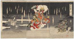 【浮世絵】竹のひと節　本朝二十四孝狐火　3枚続