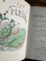 【グランヴィル挿絵本】（仏）Les fleurs animées　生命を与えられた花々（花の幻想）1867年新版初版　背モロッコ革当時装釘　全２巻揃い