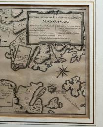 長崎古地図　ベラン（出島）1752年　Grundriss von dem Hafen und der Stadt Nangasaki