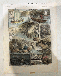 「対馬での水辺のピクニック（Drippings from a Water Picnic Tsu-Sima Island Japan.）」1889年 木口木版