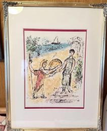 シャガール　オデッセイ『アテネーとテレマコス』リトグラフ　額装一点