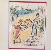 シャガール　オデッセイ『アテネーとテレマコス』リトグラフ　額装一点