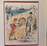 シャガール　オデッセイ『アテネーとテレマコス』リトグラフ　額装一点