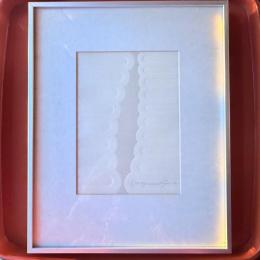 永井一正　版画　真作『白いマッス』凹凸版画　シルクスクリーン&エンボス　鉛筆による肉筆サイン1969年