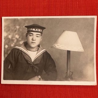 大正昭和 古写真①「少年兵 若者 海軍工機學校○ の帽子と水兵服