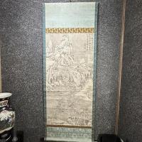 日本画　書画 沈周画『雪中探梅図』海屋書 沈周 石田 落款 署名あり。掛け軸